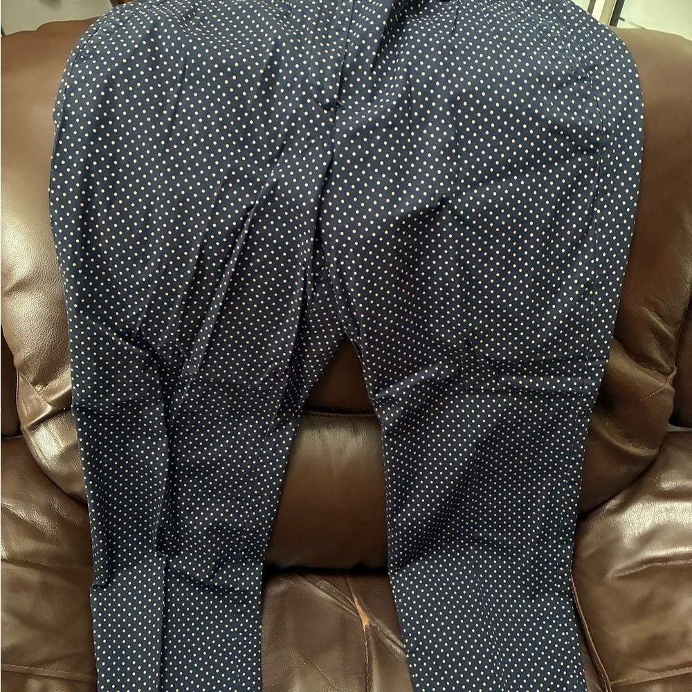 Talbots Navy and White Polka Dot Chino Pants 14 - Picture 3 of 4